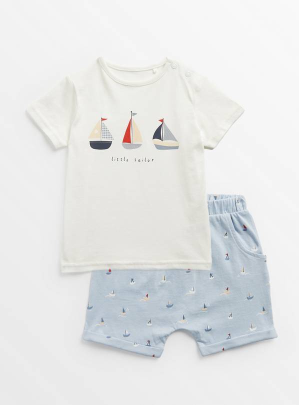 Nautical Sailboat Top & Shorts Up to 3 mths
